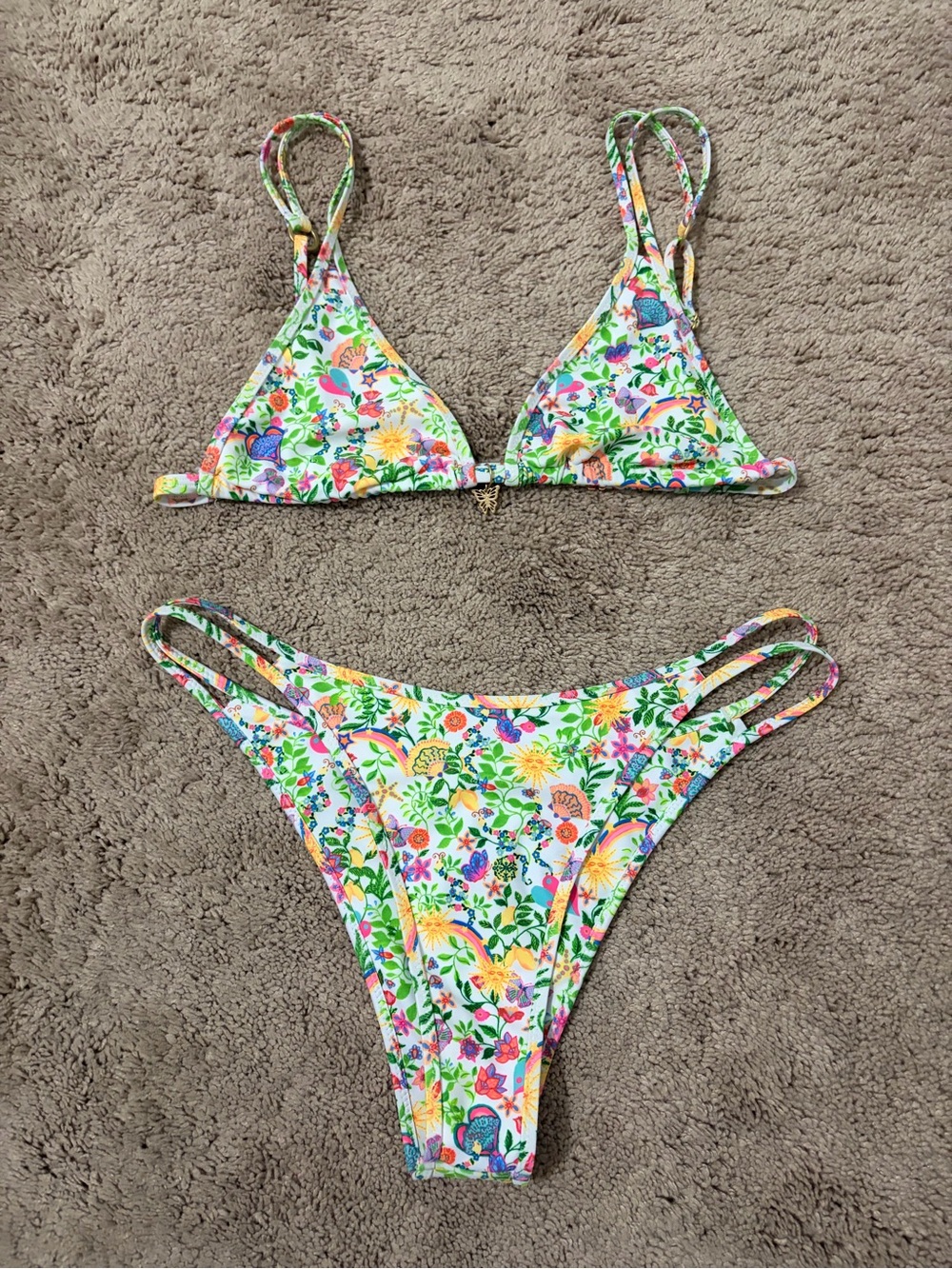 Kulani Kinis Floral Multicolor Triangle Bikini Set